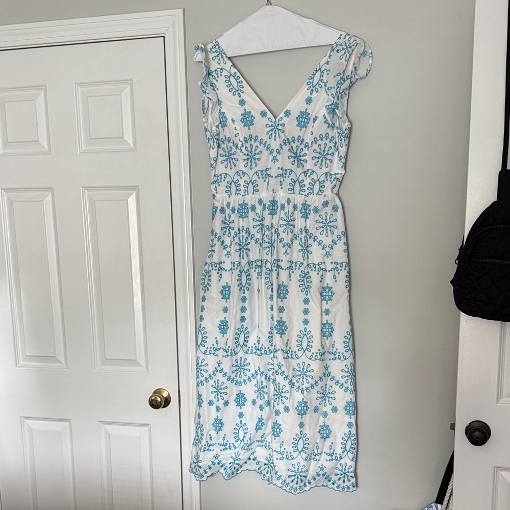 Lilly Pulitzer White Maxi Dress with Blue Floral Design